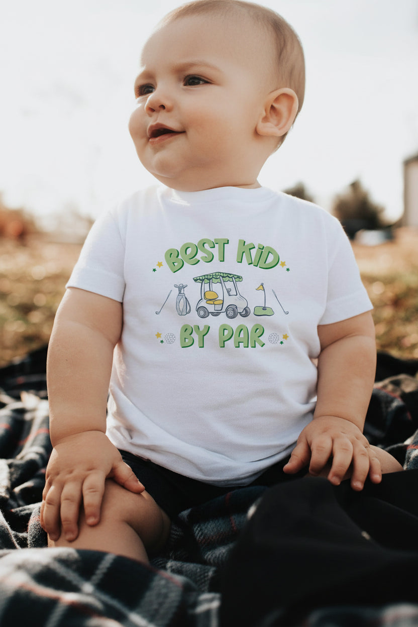 golf print graphic white tee for babies