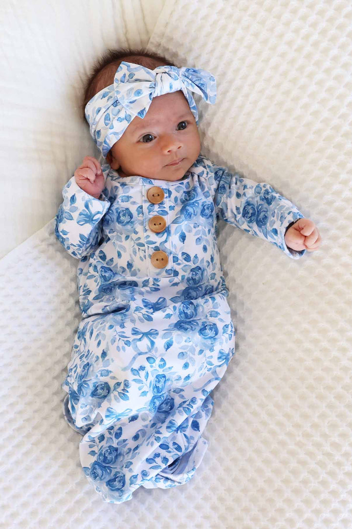 betsy's blooms baby knot gown for girls 