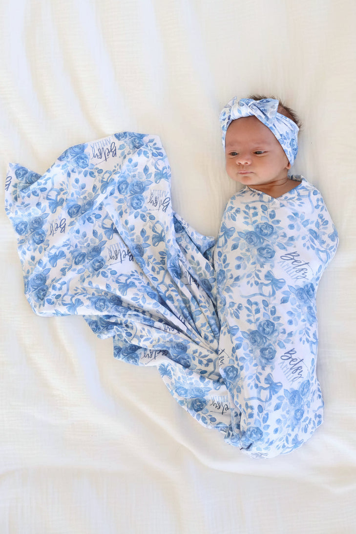betsys blooms personalized swaddle blanket for girls 