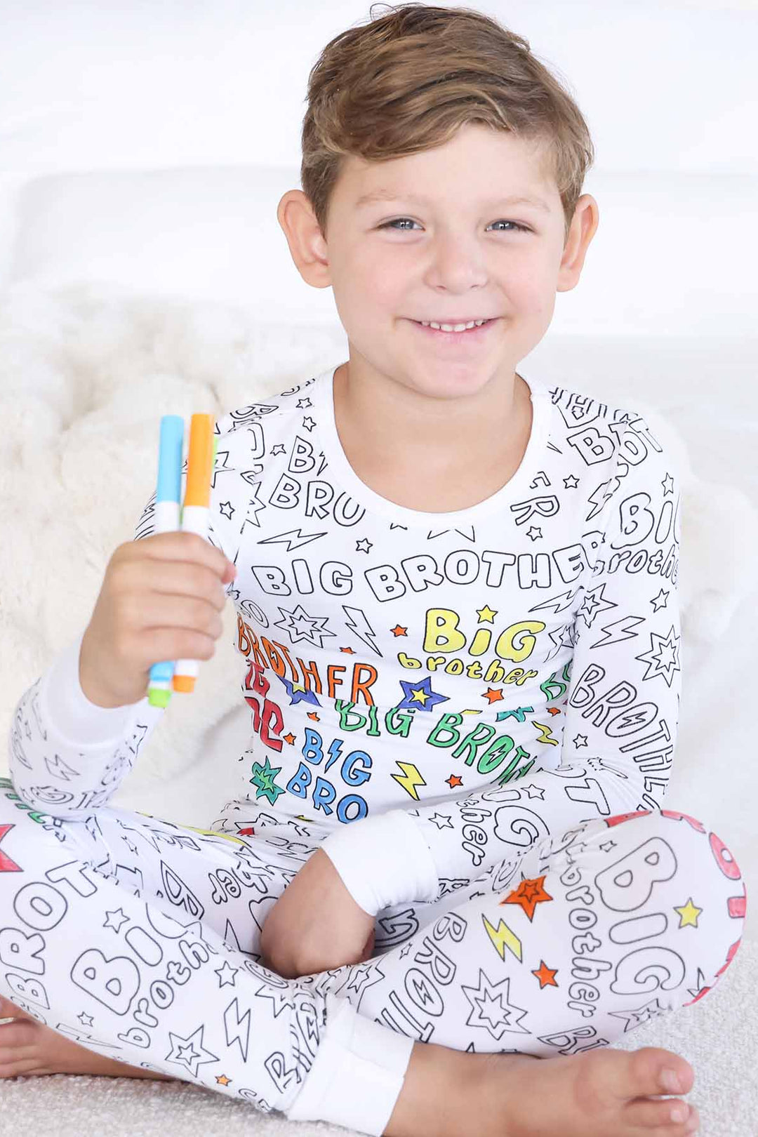 big bro colorable ids pajamas with lightning bolts and stars 