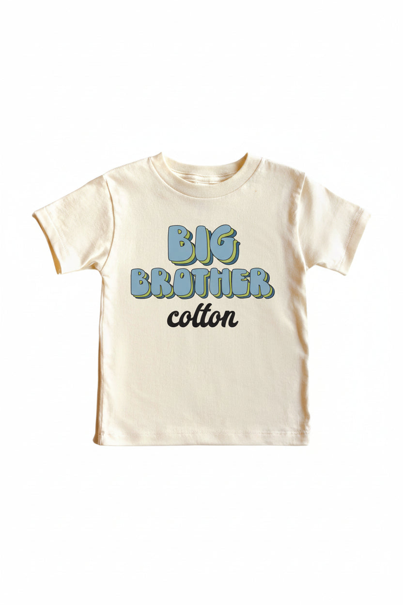 Personalized Big Brother Name Script Tee | Natural