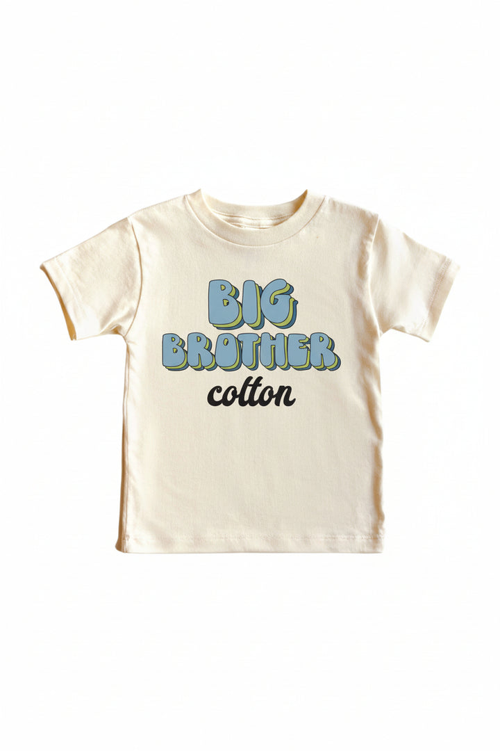 Personalized Big Brother Name Script Tee | Natural