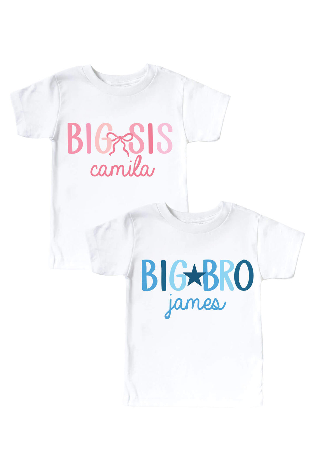 big sis and big bro personalized graphic tee for kids 