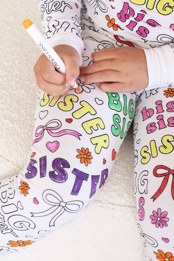 girls to piece pajama set with boys and hearts big sis 