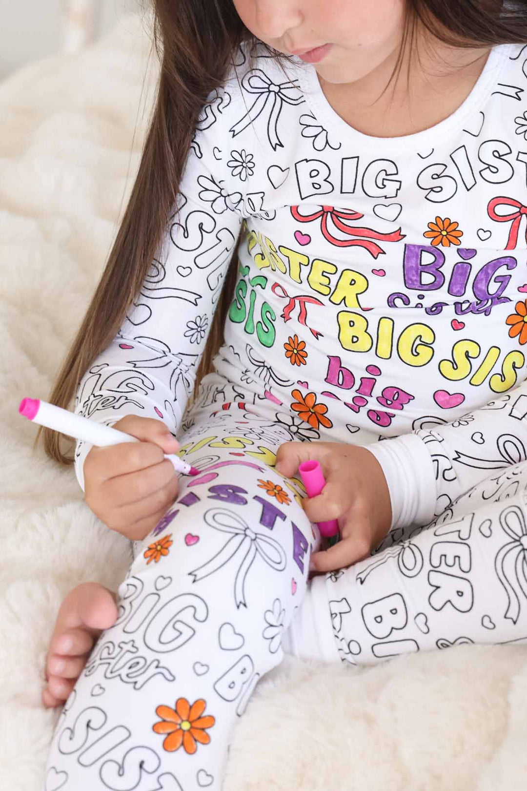 black and white colorable pajamas big sis 