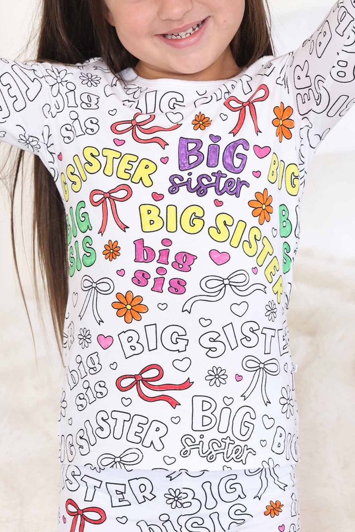 big sister colorable pajamas for girls 
