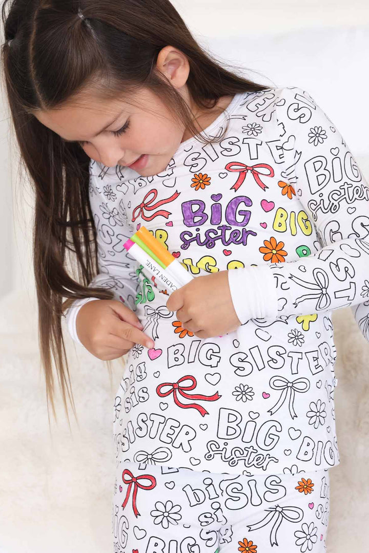 caden lane bamboo viscose two piece pajama set for girls big sis 