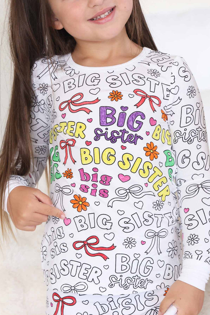 big sister colorable pajamas for girls 