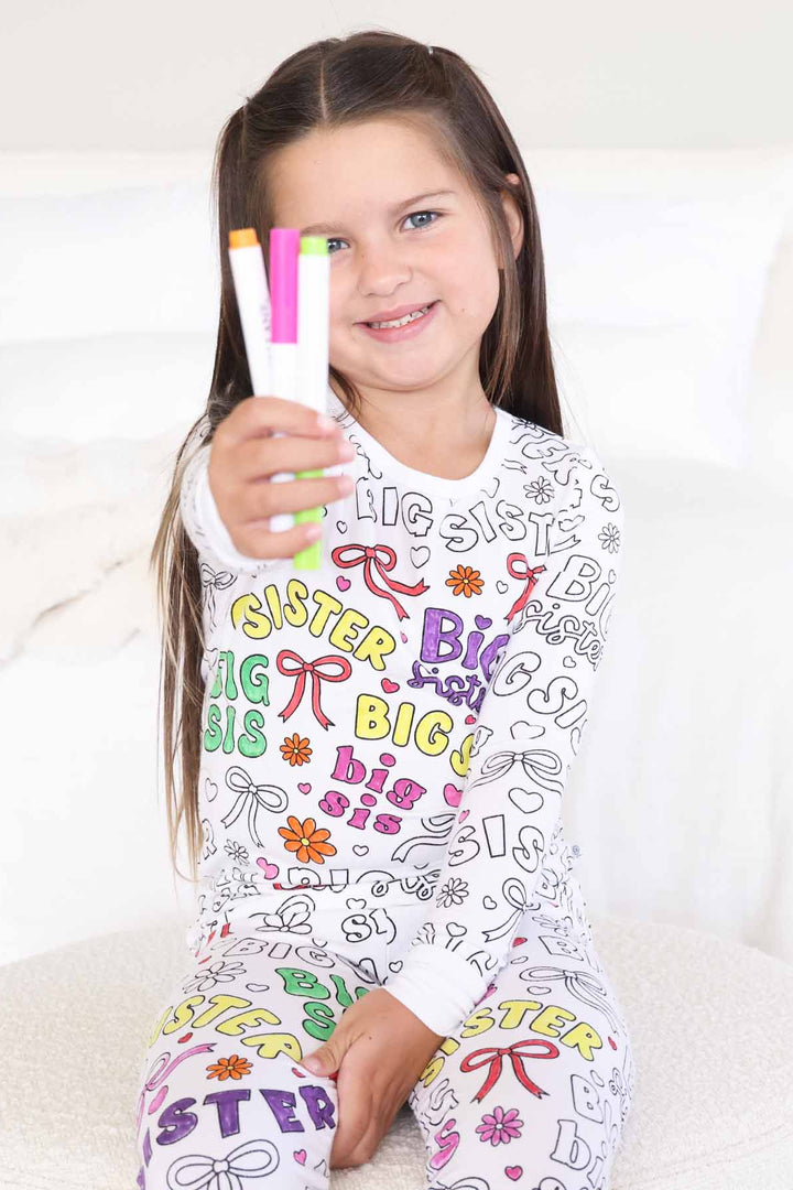 big sister colorable pajamas for girls 