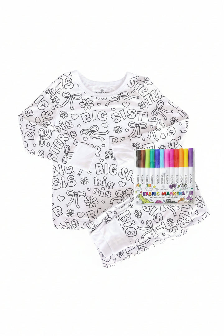 big sister colorable pajamas for kids 