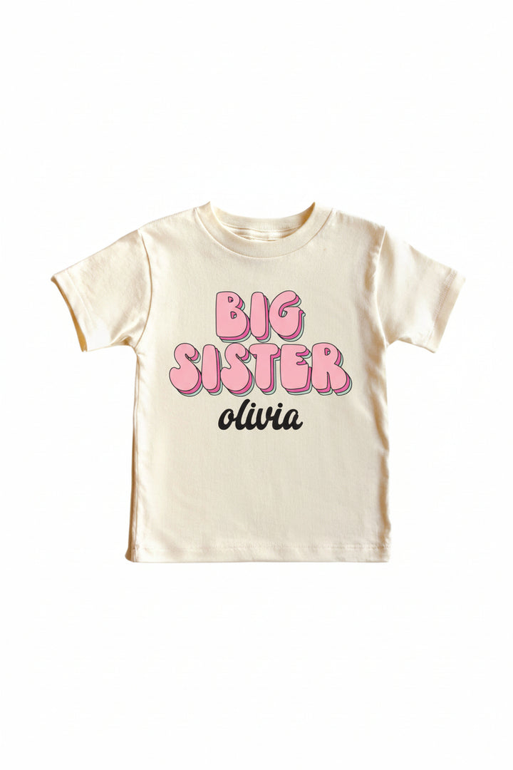 Personalized Big Sister Name Script Tee | Natural