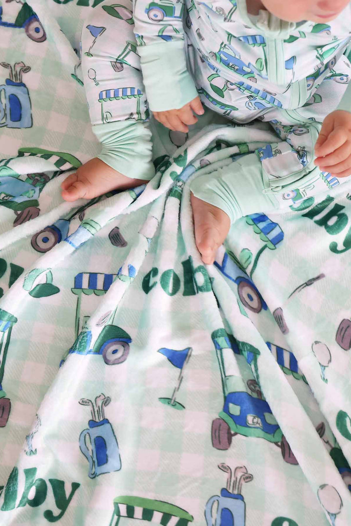 birdie babes blue personalized blanket for kids 