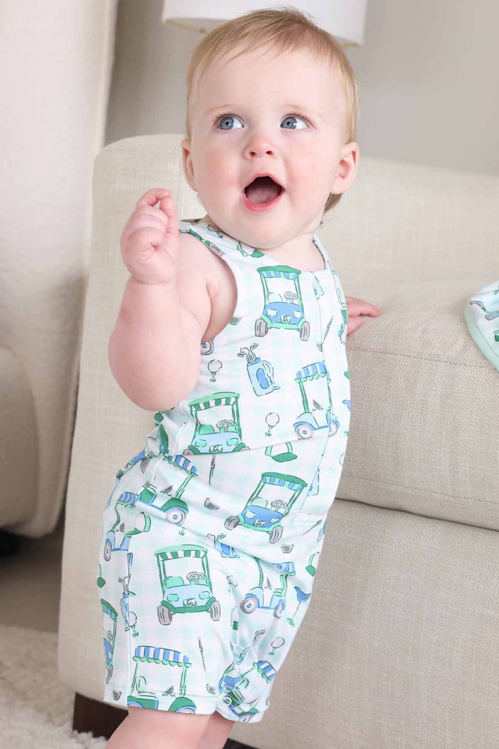 baby golf themed snap romper for boys
