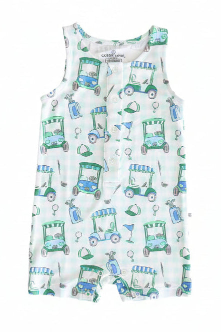 birdie babes green sleeveless snap romper for boys 