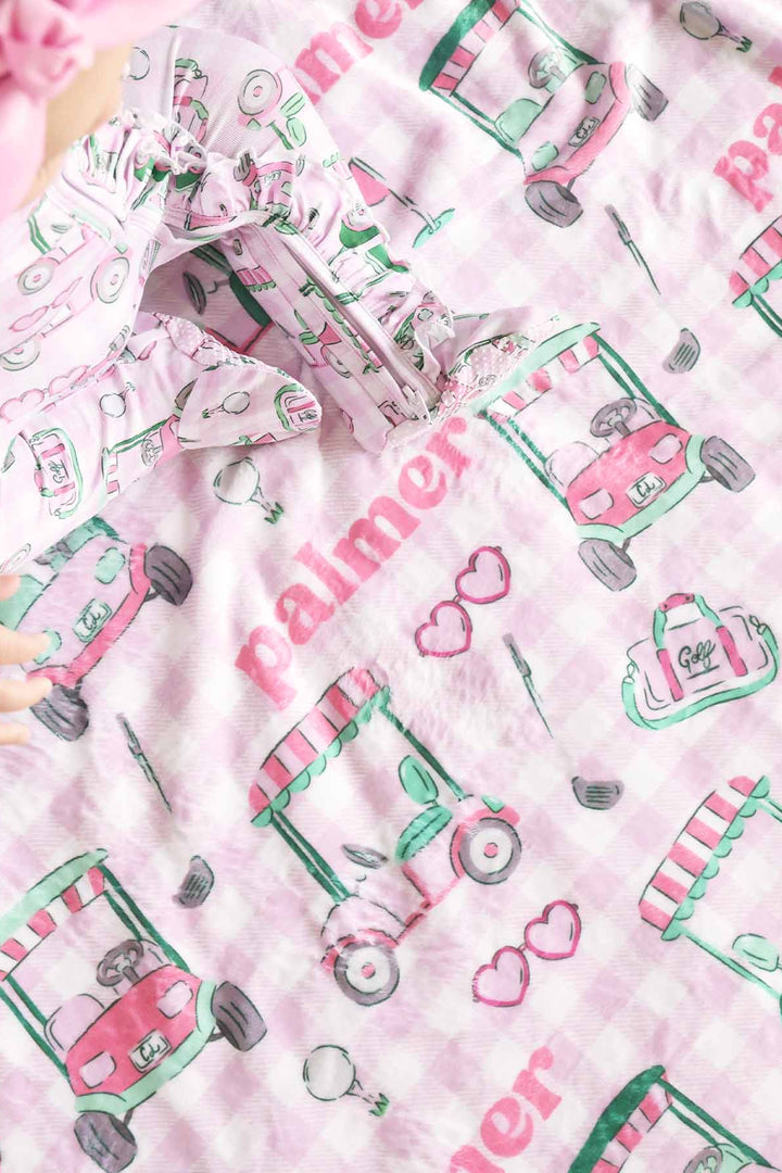 girly golf themed personalized blanket for girls 