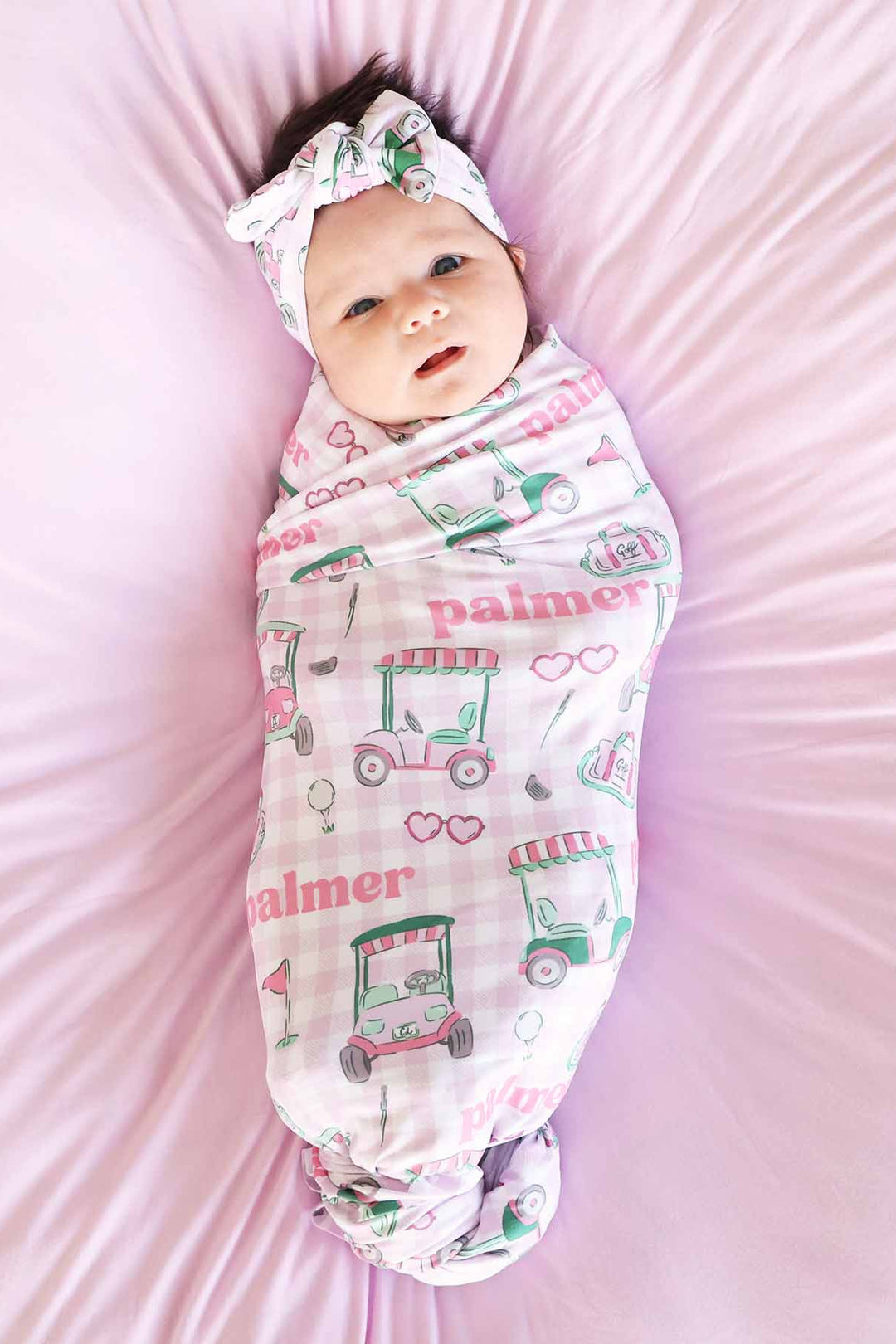 birdie babes pink personalized swaddle blanket 