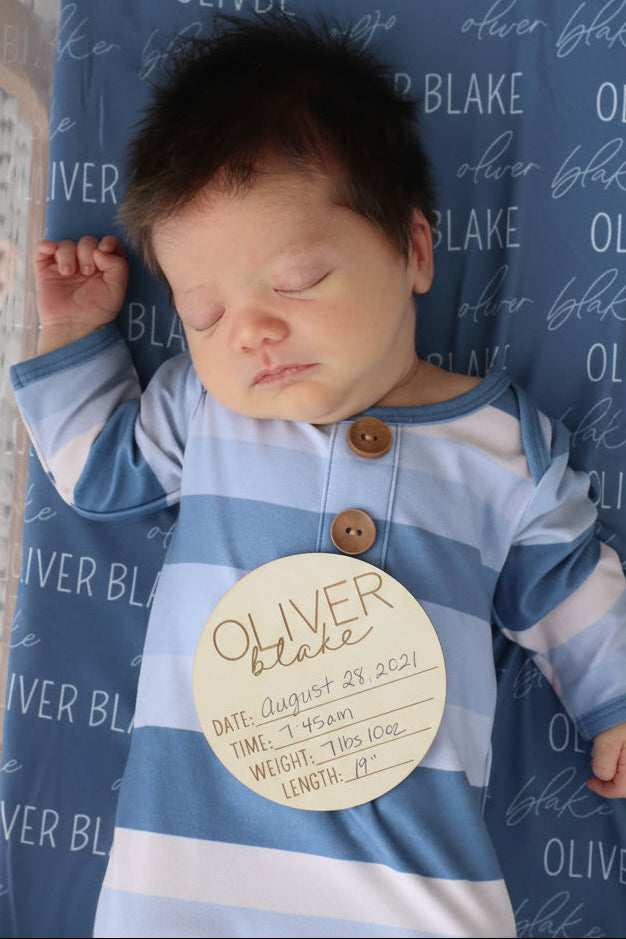 Personalized Baby Name Wood Announcement | Birth Stats Classic Duo