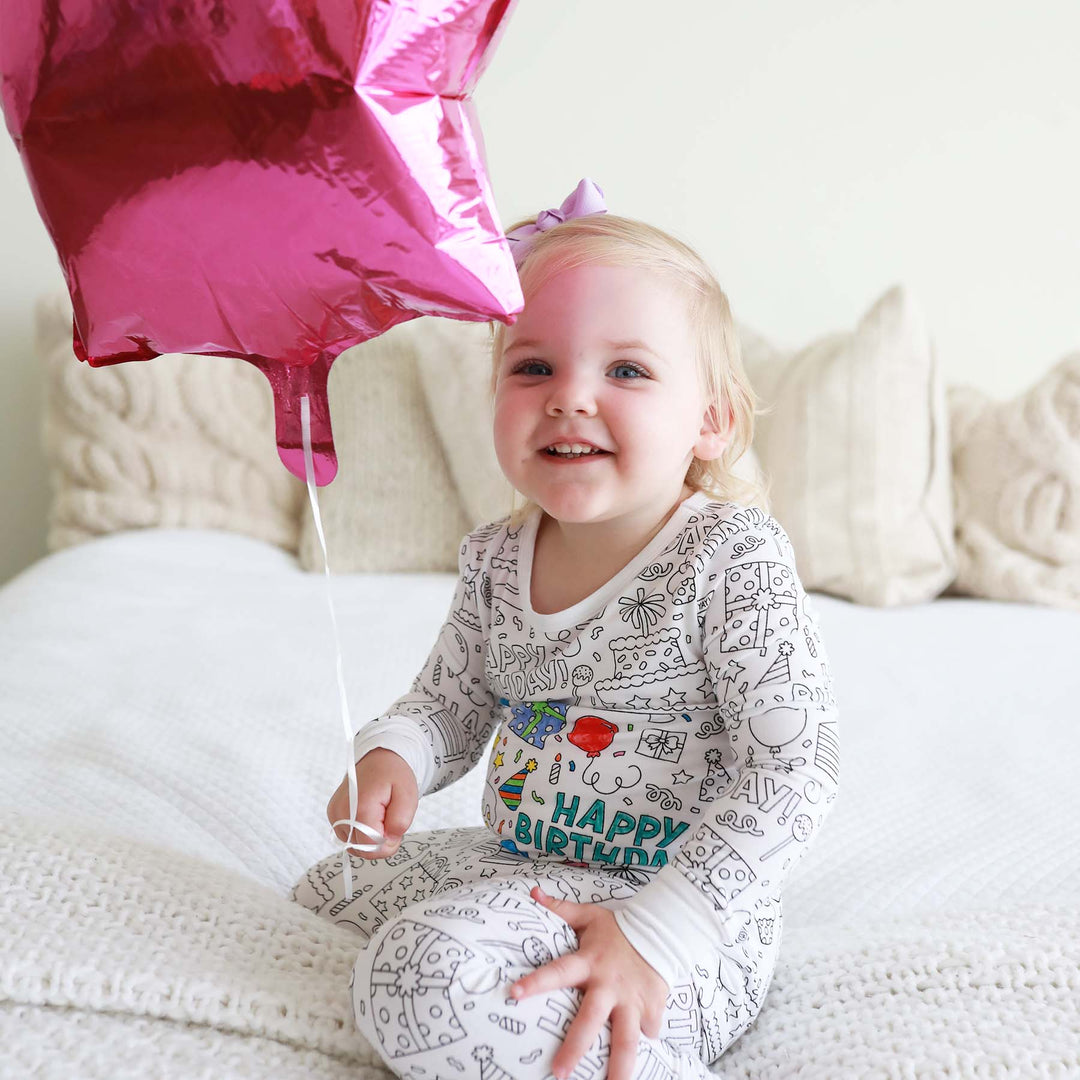 colorable kids pajama set birthday themed 