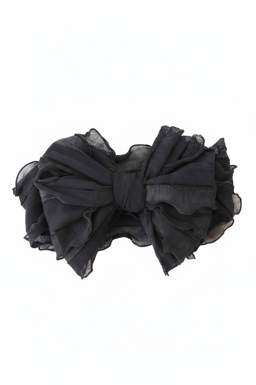 Large Ruffle Knit Bow | Black
