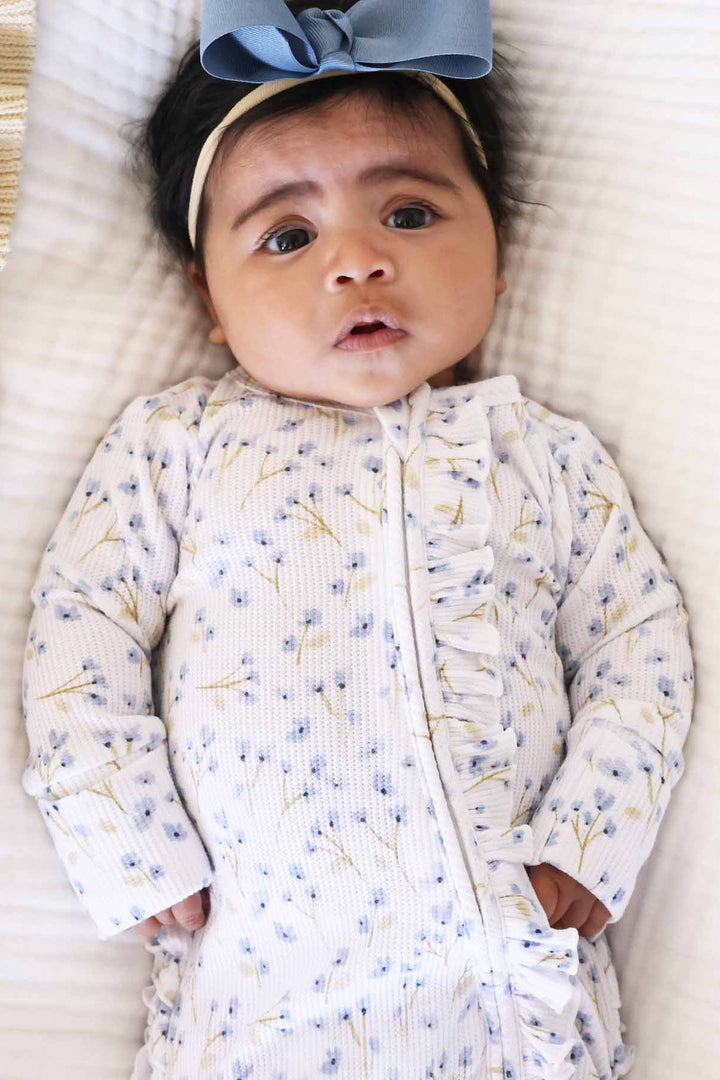 blake's blooms zipper ruffle baby footie 