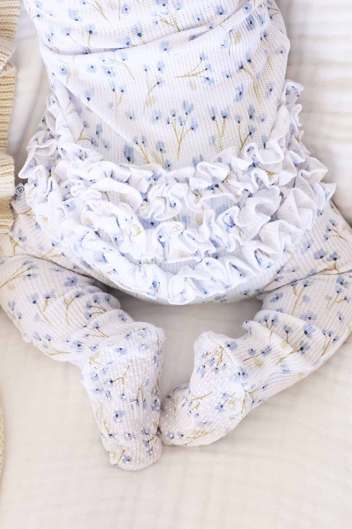 blake's blooms ruffle bottom footie for baby girls 