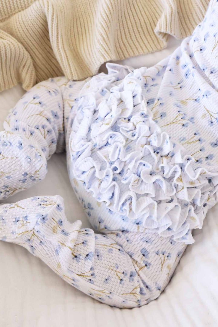 blake's blooms bamboo waffle zipper ruffle footie 