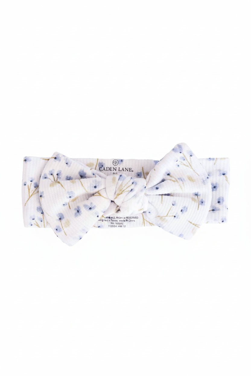 dainty blue floral waffle headwrap for babies 