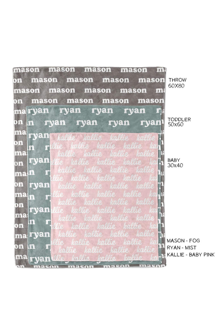 personalized color blanket size comparison baby toddler and throw