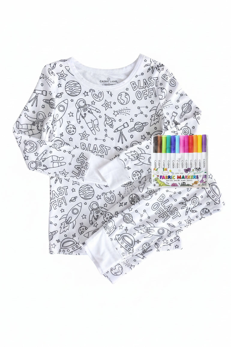 blast off colorable pajamas