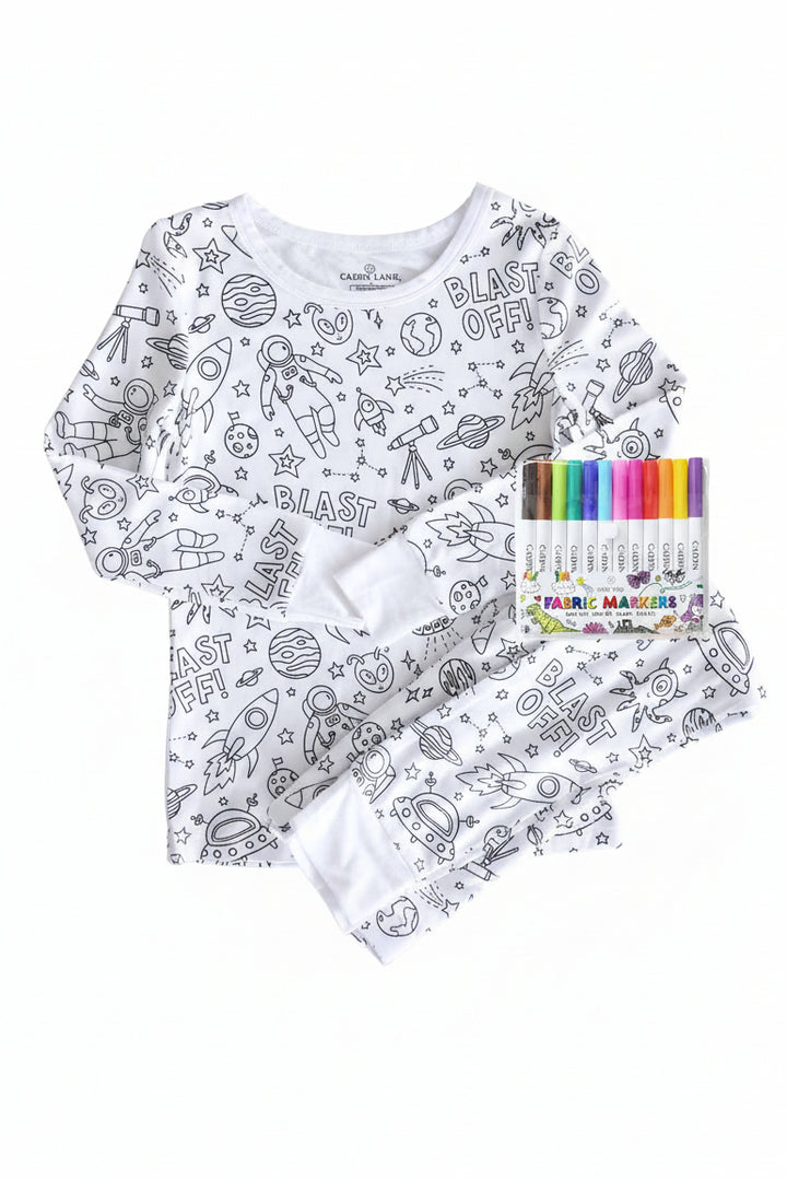blast off colorable pajamas