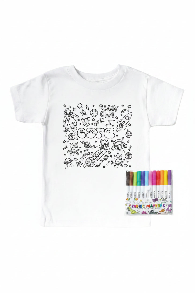 space colorable graphic tee for kids