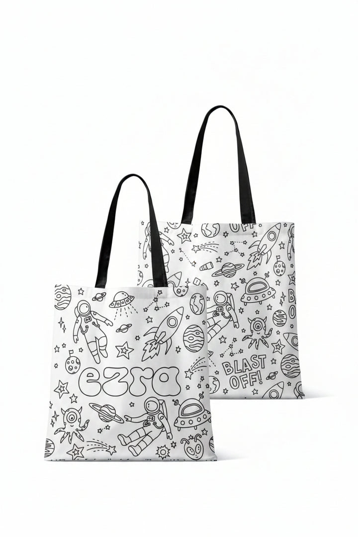 blast off personalized tote bag for kids