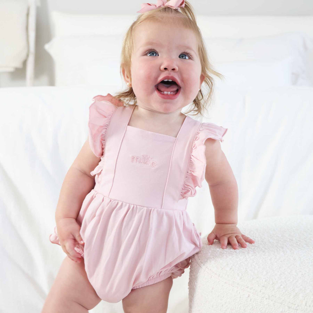 bliss ruffle bottom back for baby and toddler girls 