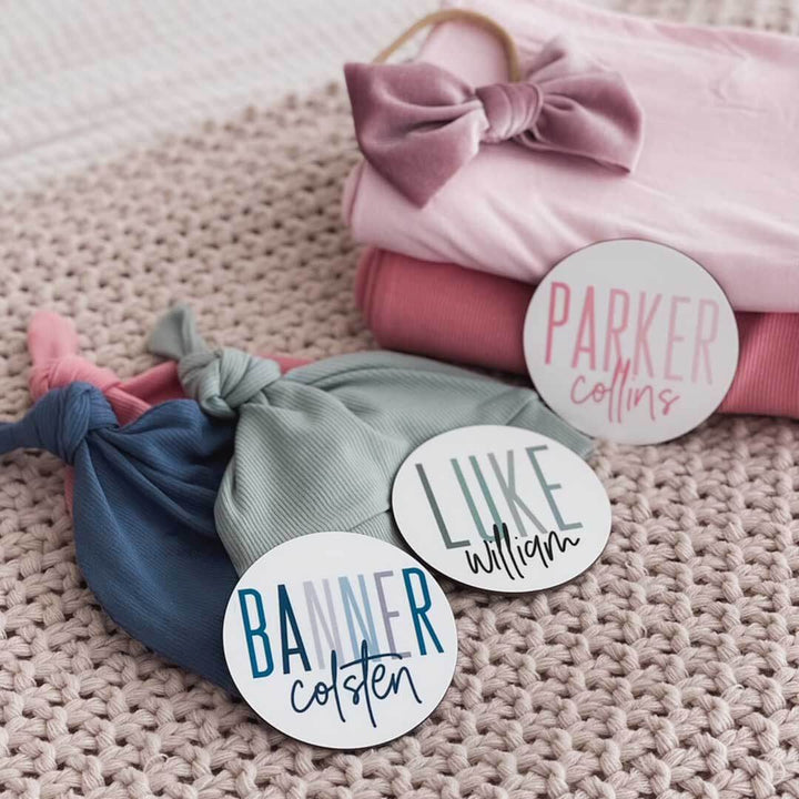 color block baby name announcement 