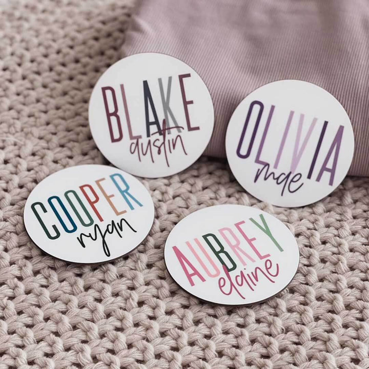 block and script baby name wood announcement 