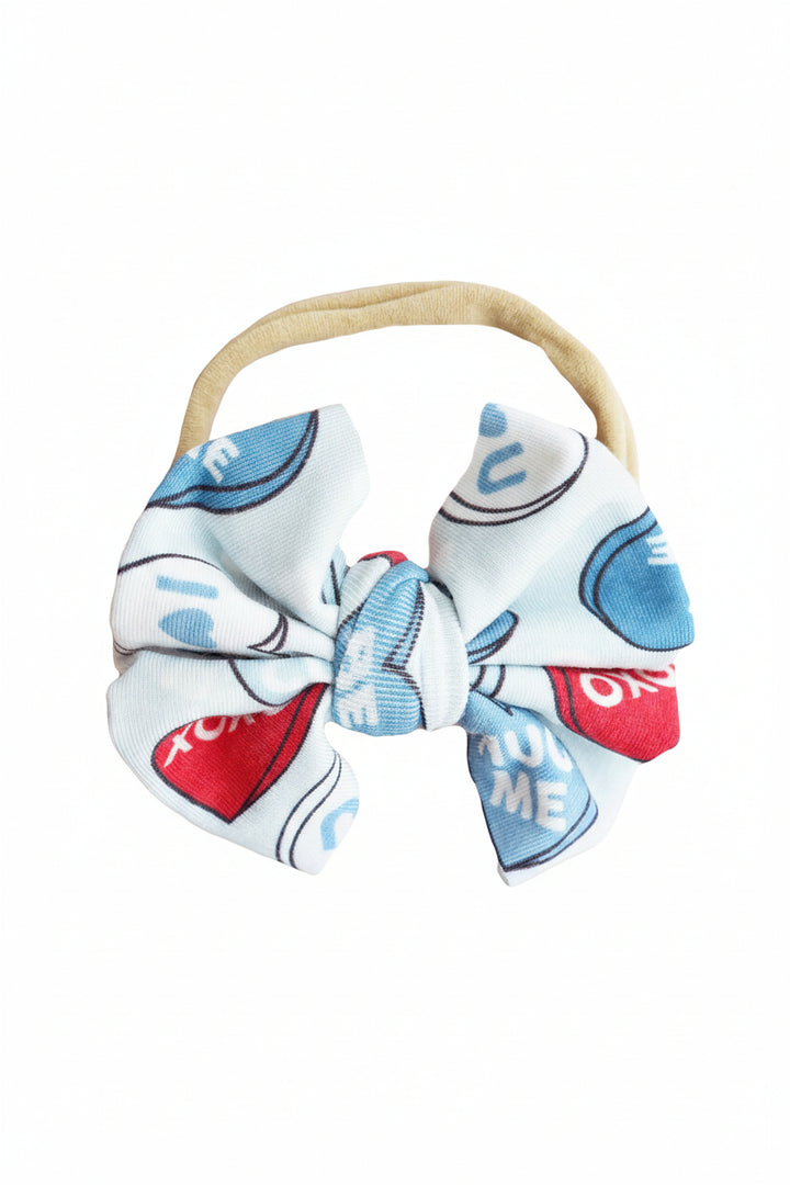 blue candy crush baby bow headband 