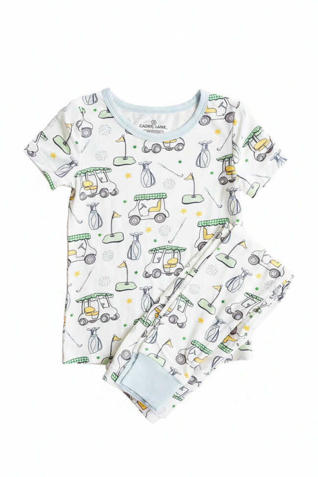 green golf bamboo pajama set for kids 