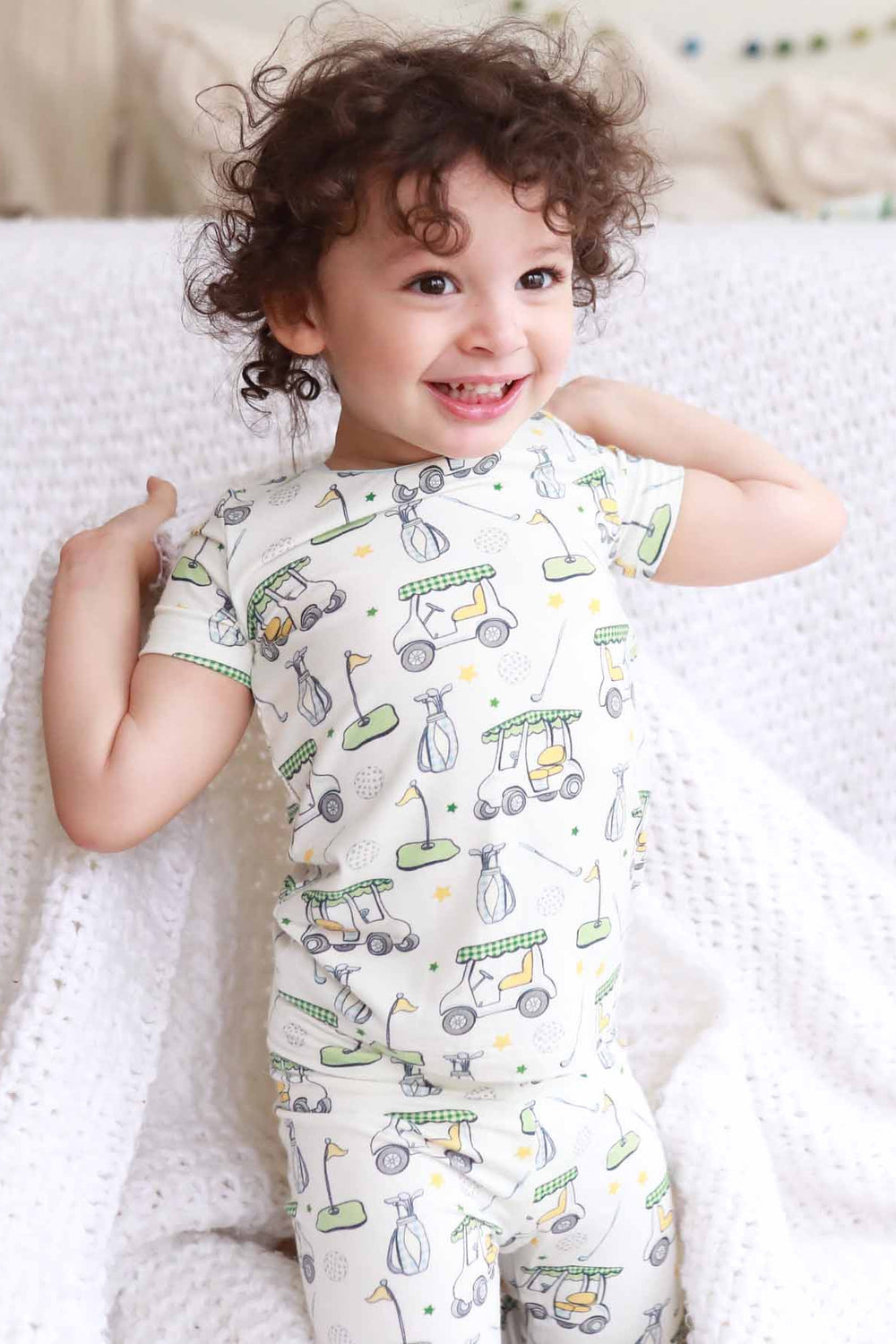 country club cuties green kids pajama set 