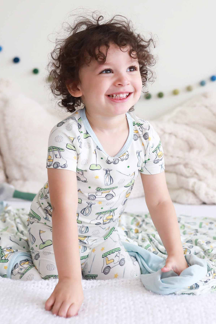 green two piece pajama set for kids 