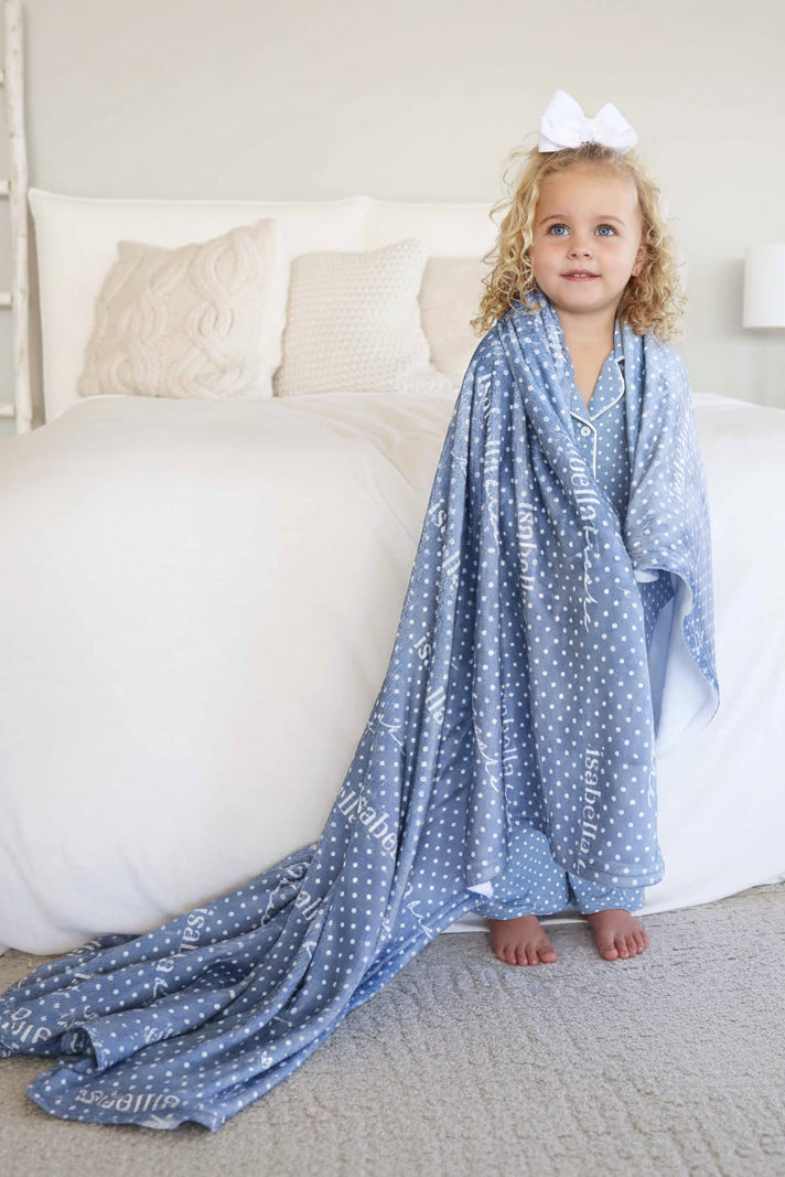 Snuggle Spots Personalized Kids Blanket | Blue