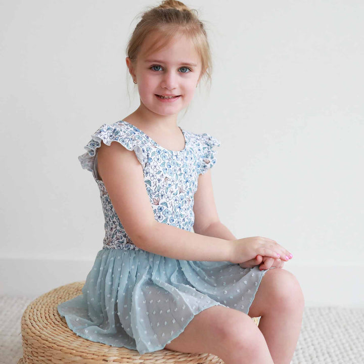 blue floral leotard for toddlers 