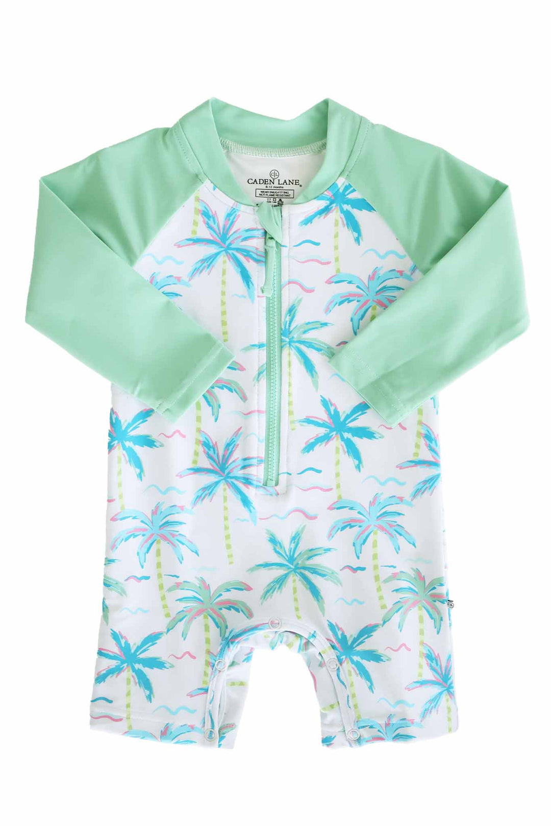 neon palm tree long sleeve rash guard swim romper shortie