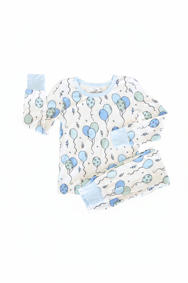 long sleeve and pants balloon and streamer pajama set for boys 
