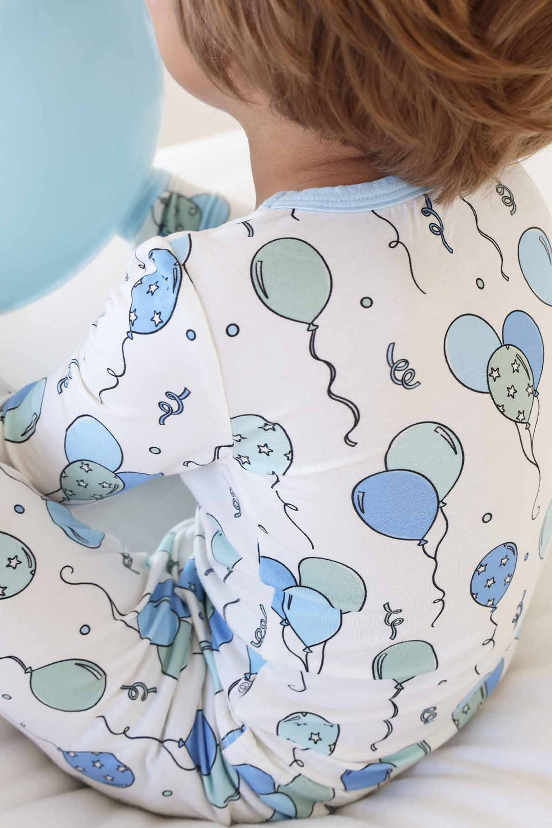 blue party time two piece pajama set for kids 