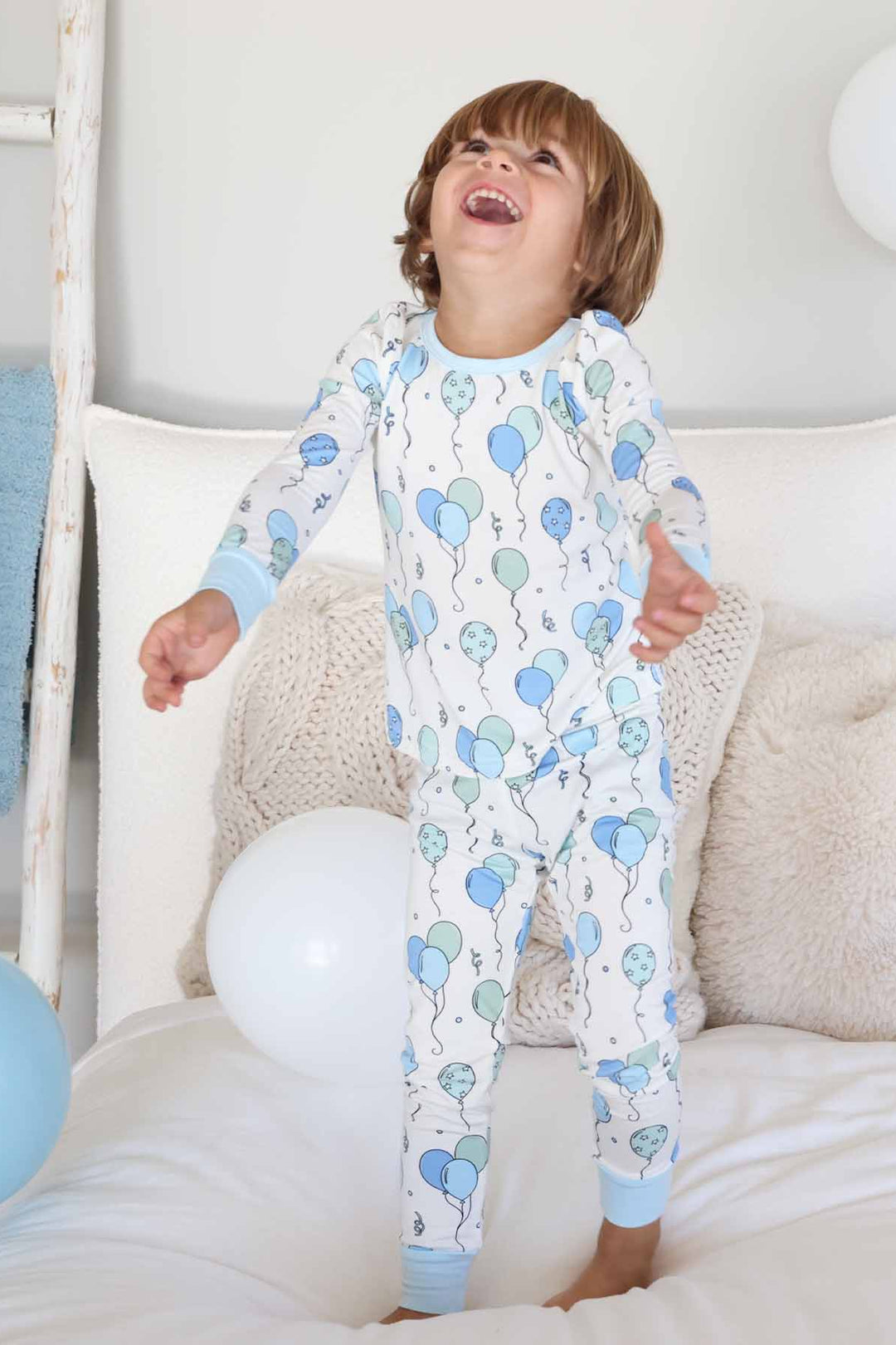 blue party time two piece pajama set for kids 
