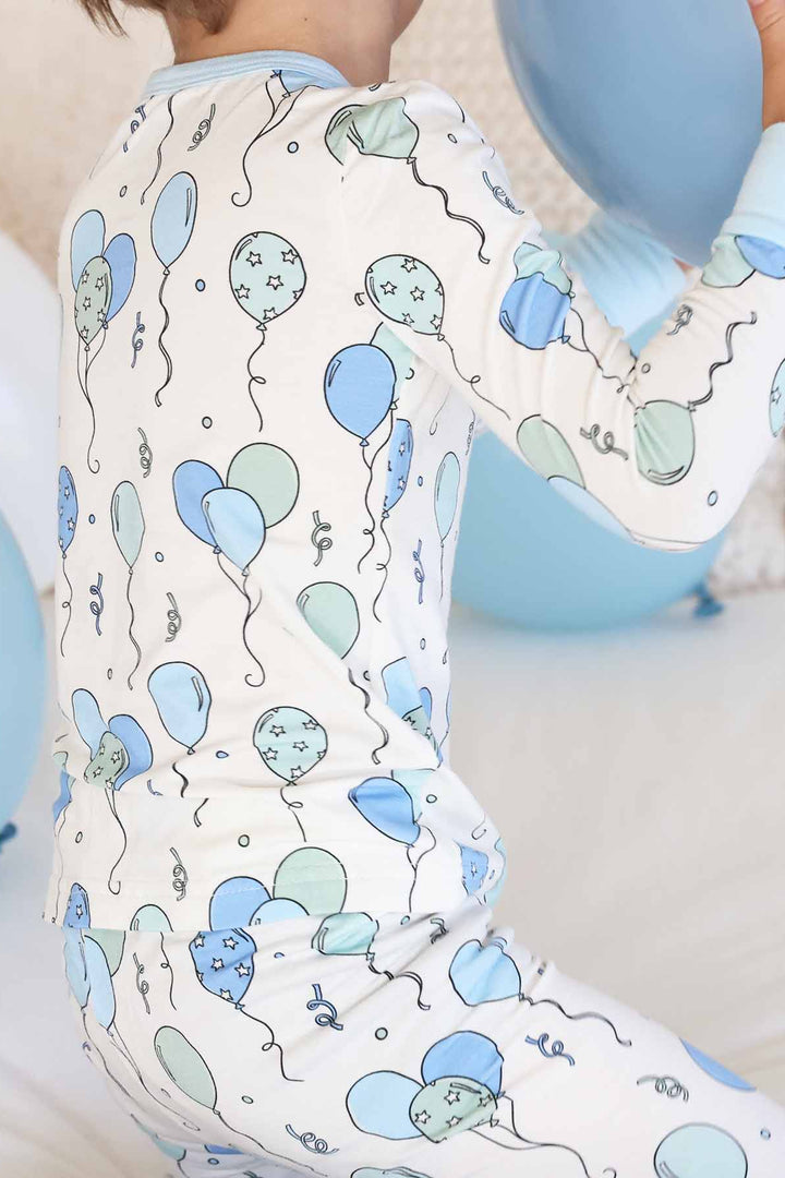 blue party time two piece pajama set for boys 