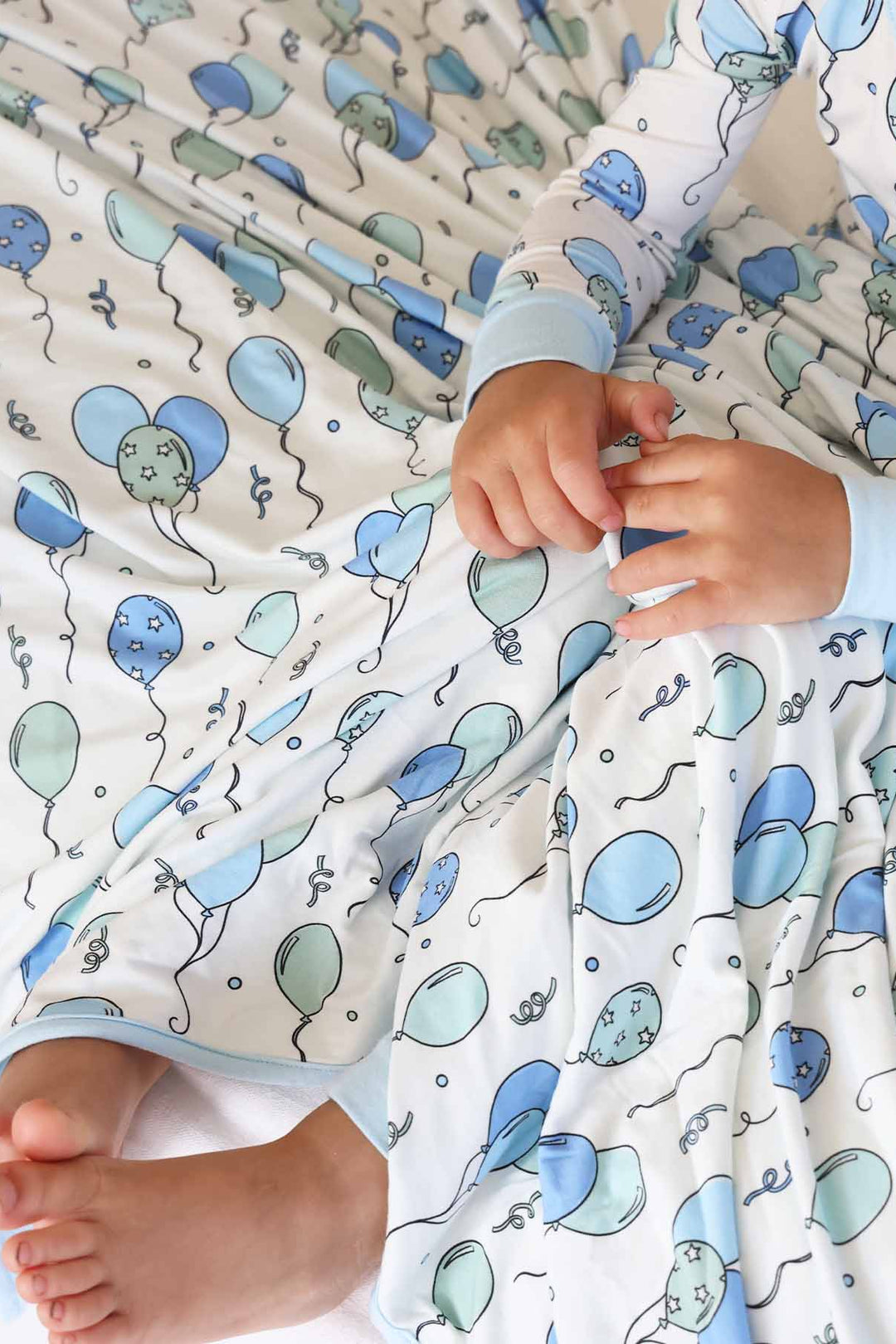 blue party time double sided bamboo blanket for kids 
