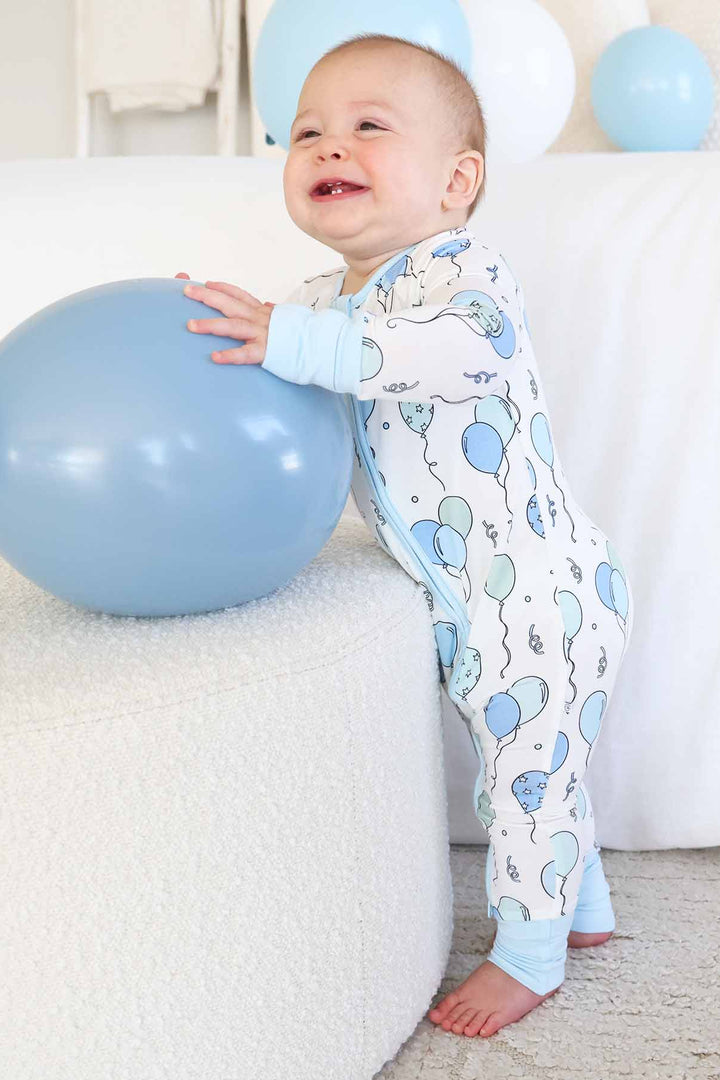 birthday themed pajama romper for boys 