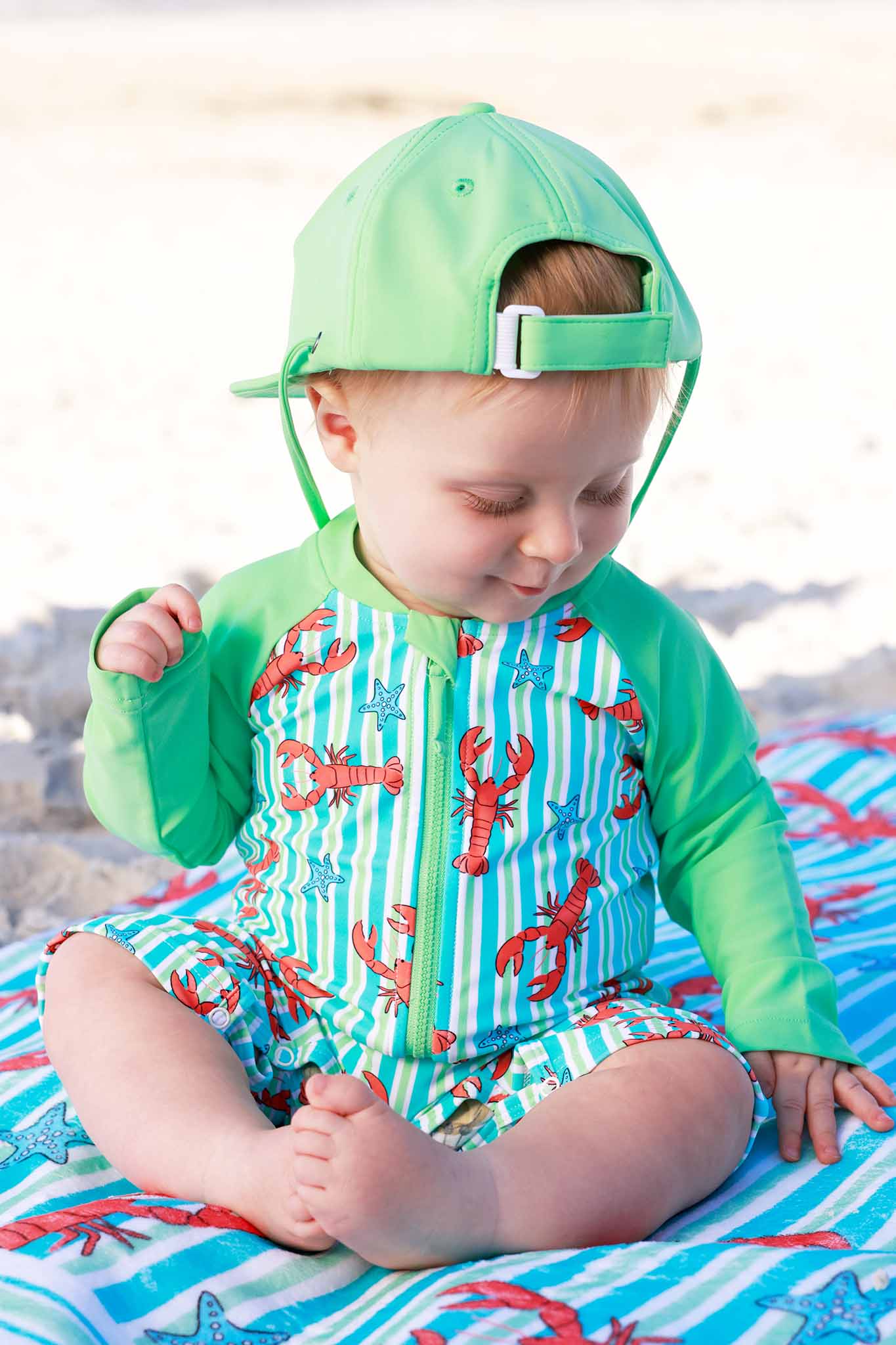 Long Sleeve Rash Guard Swim Romper Shortie | Pinch Me Blue
