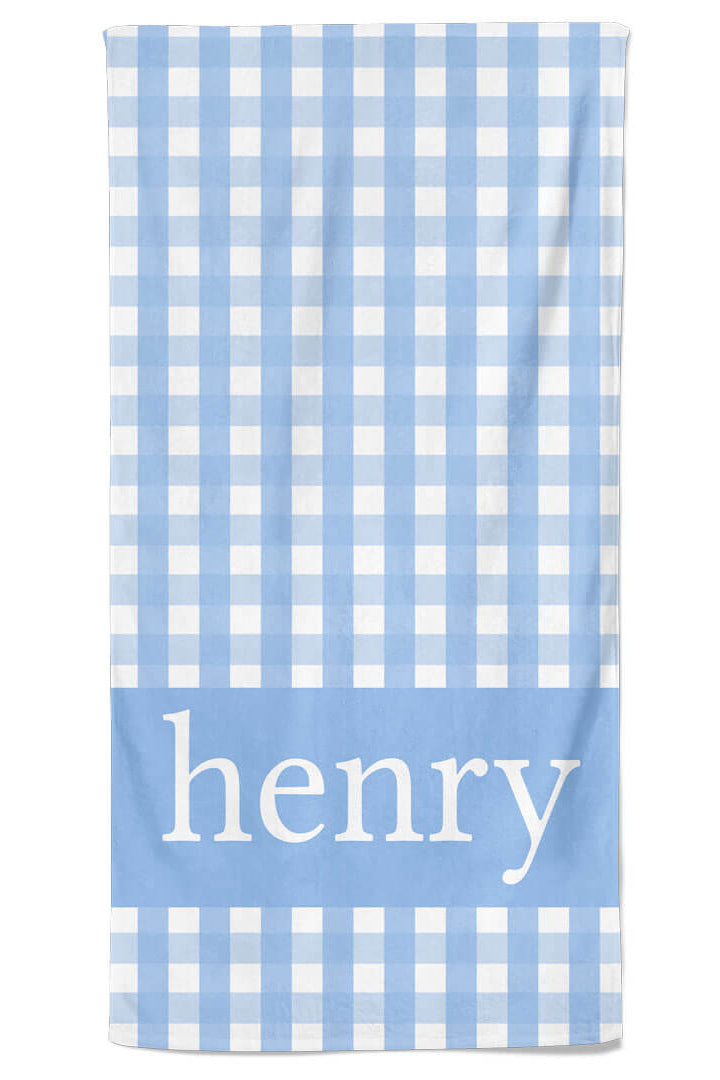 blue personalized seersucker towel blue 